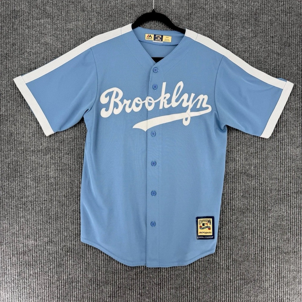 Majestic Brooklyn Dodgers Jackie Robinson #42 Blue/White Baseball Jersey Medium
